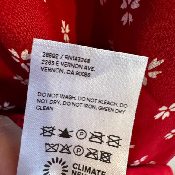 Reformation Floral Puff Sleeve Bard Mini Dress Red Back Tie Button Sz 12 - Picture 9 of 12